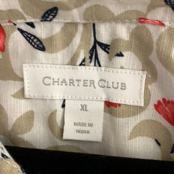Charter Club Women’s Floral Print Long Sleeves Button Down Hi Low Shirt Size XL - Picture 5 of 7